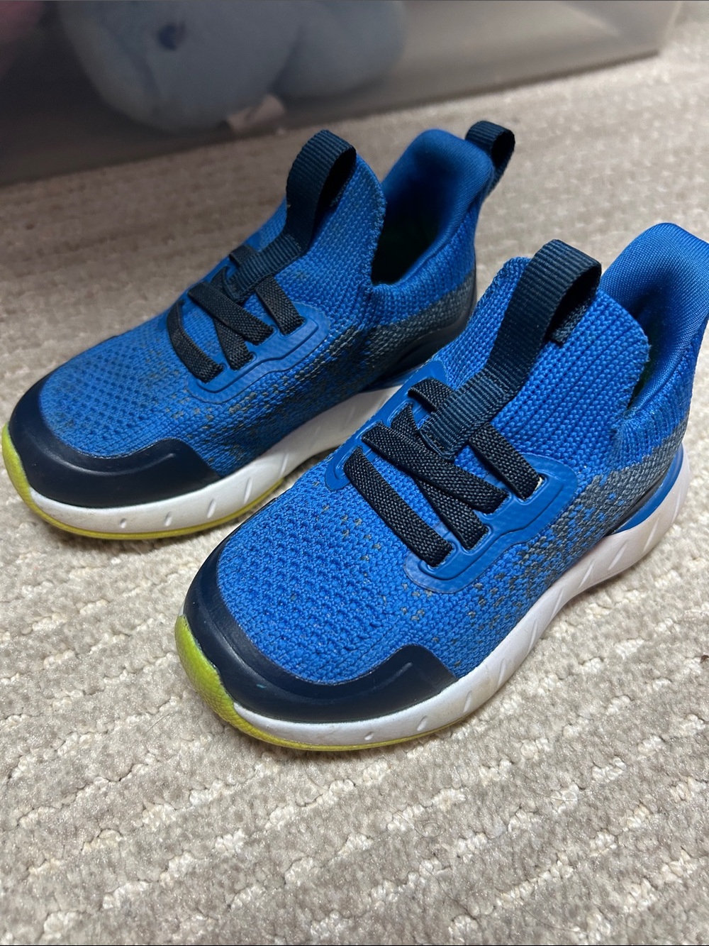 Kids Blue Athletic Sneakers - Slip-On Knit Trainers